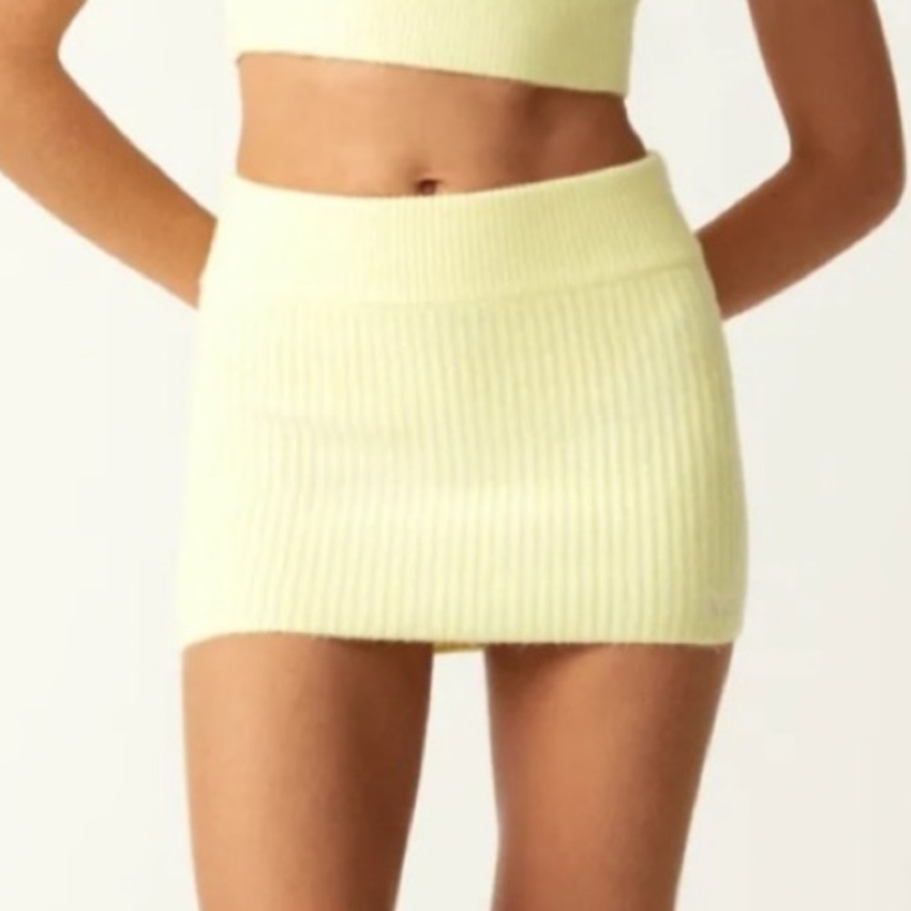 Kith Women Arys Yellow Plush Rib Mini Skirt